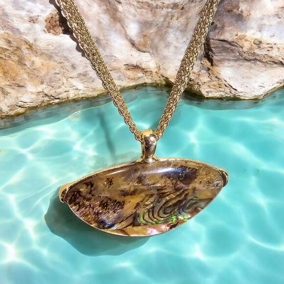 Boutique New abalone pendant on triple strand adjustable chain - Picture 7 of 7